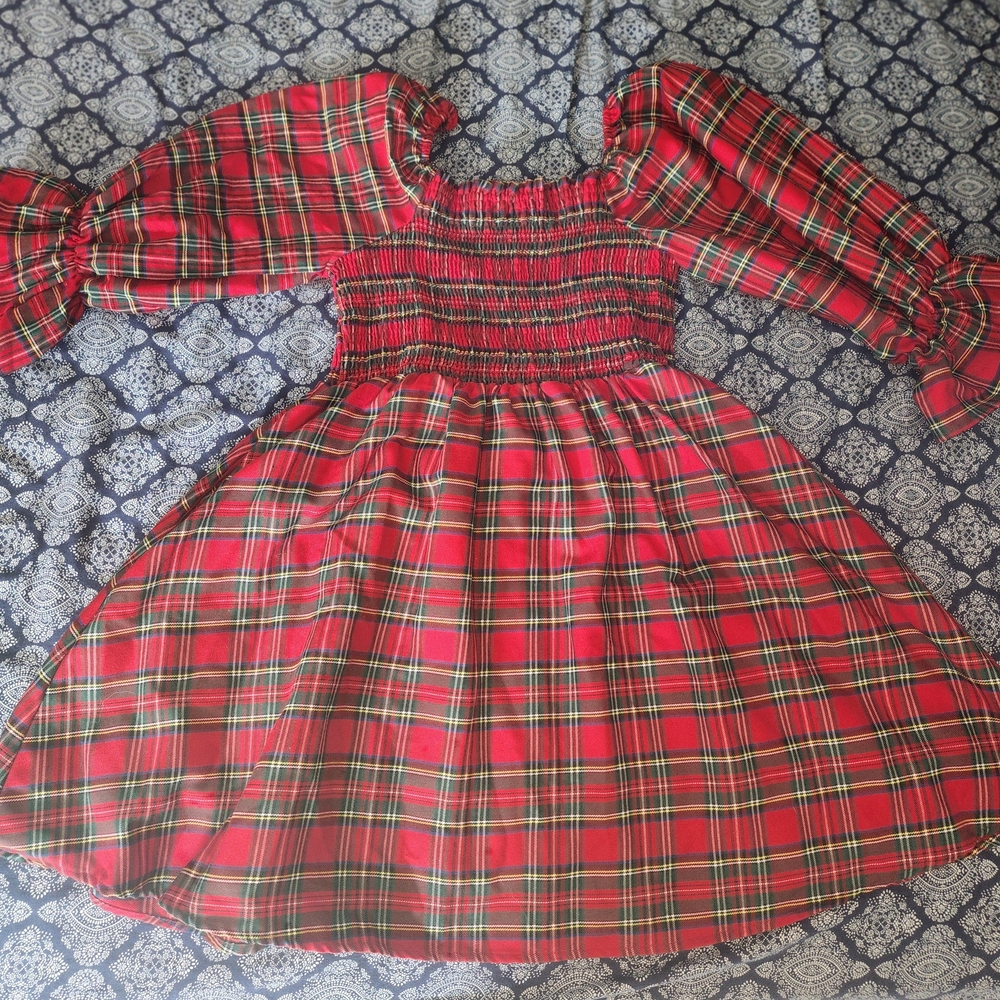 Simply Southern Red and Green Plaid Smocked Dress